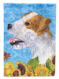 Jack Russell Terrier in Summer Flowers House Flag 28x40 Porch Sleeve Pole Decorative Outside Yard Banner Artwork Wall Hanging, Polyester