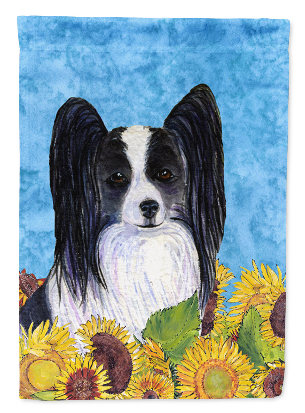 Papillon in Summer Flowers House Flag 28x40 Porch Sleeve Pole Decorative Outside Yard Banner Artwork Wall Hanging, Polyester