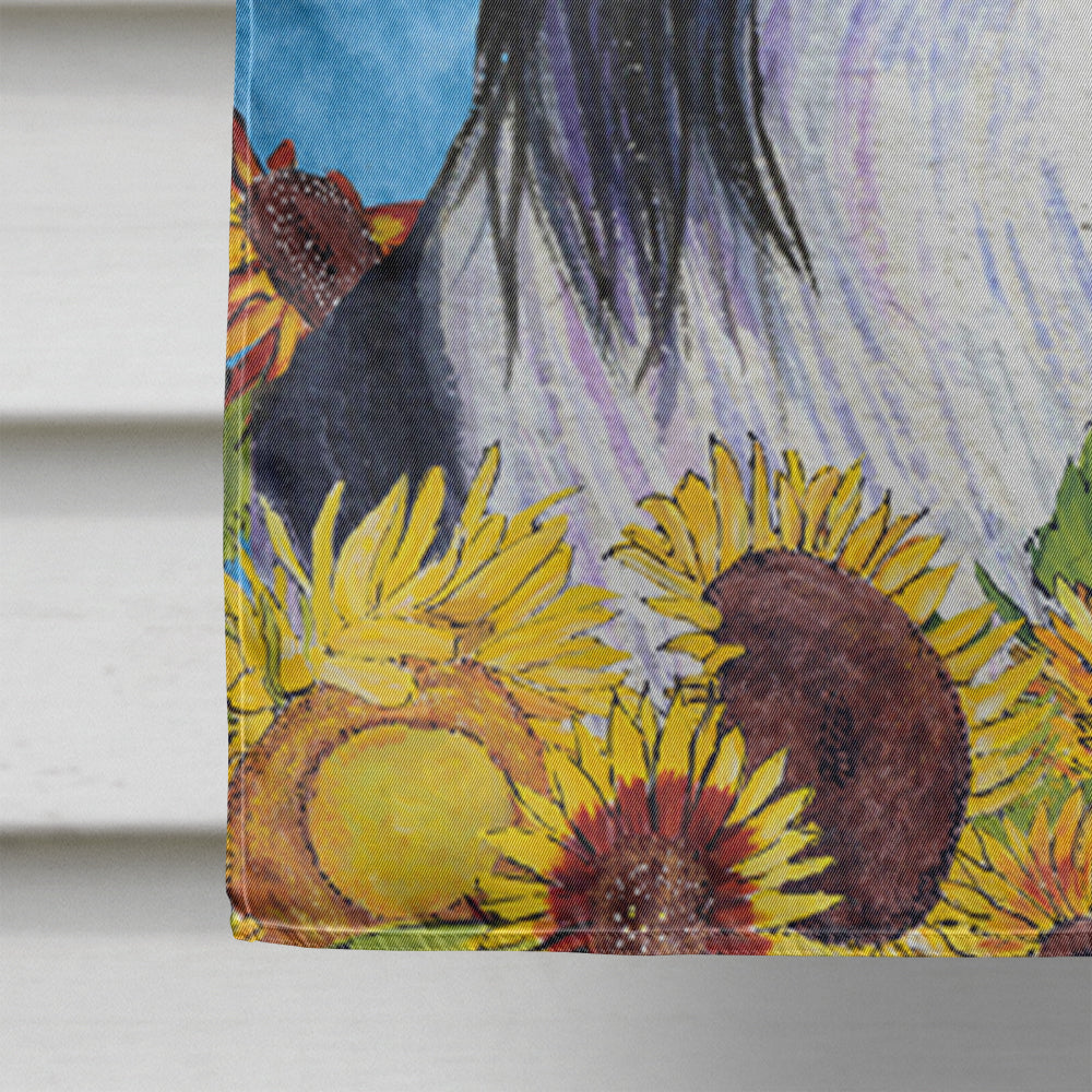 Papillon in Summer Flowers House Flag 28x40 Porch Sleeve Pole Decorative Outside Yard Banner Artwork Wall Hanging, Polyester
