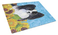 Papillon in Summer Flowers Cutting Board Tempered Glass Kitchen Cutting Surface, Heat Resistant Chopping, Non-Slip Feet, Food Prep & Serving