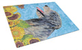 Irish Wolfhound in Summer Flowers Cutting Board Tempered Glass Kitchen Cutting Surface, Heat Resistant Chopping, Non-Slip Feet, Food Prep & Serving