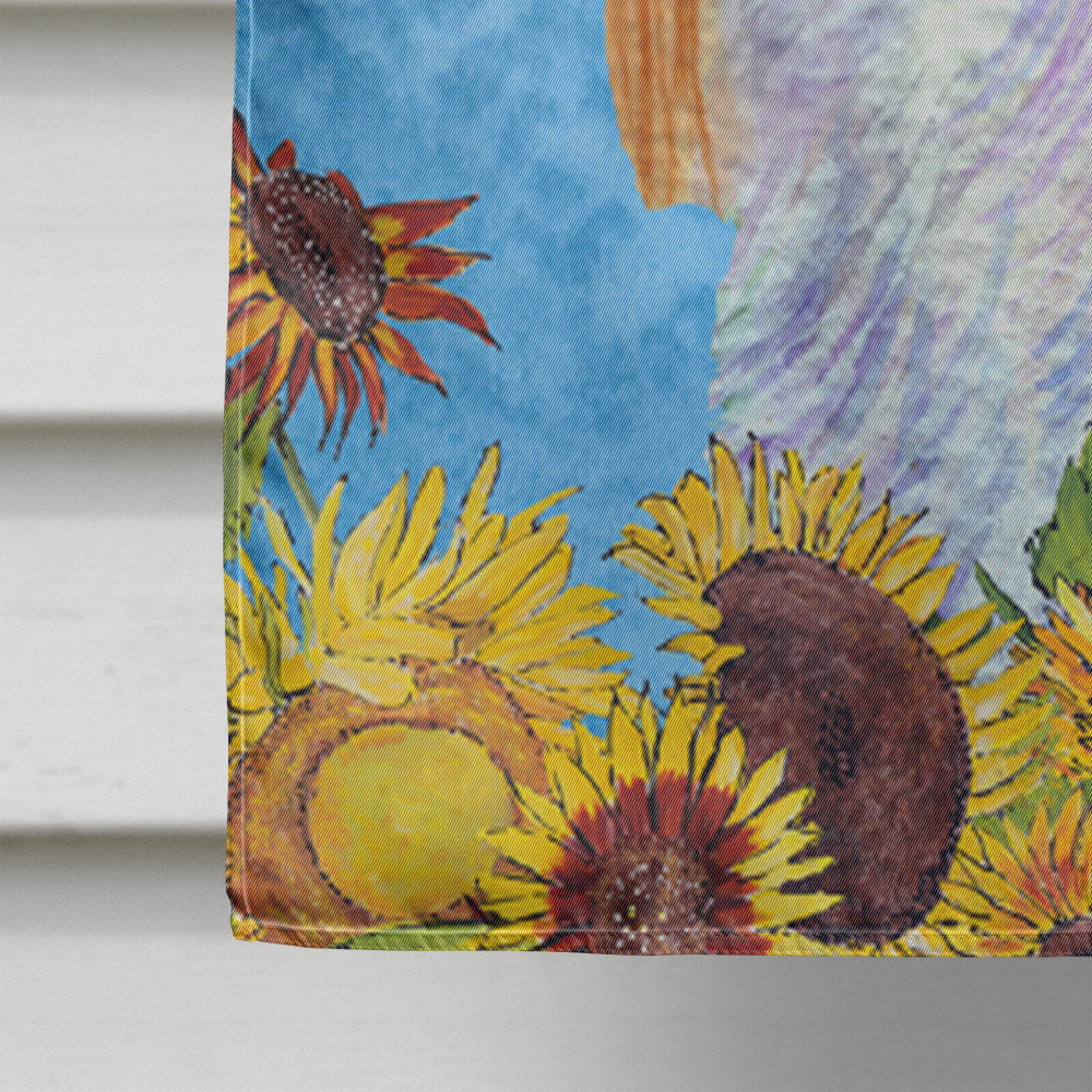 English Toy Spaniel in Summer Flowers House Flag 28x40 Porch Sleeve Pole Decorative Outside Yard Banner Artwork Wall Hanging, Polyester