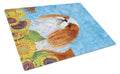 English Toy Spaniel in Summer Flowers Cutting Board Tempered Glass Kitchen Cutting Surface, Heat Resistant Chopping, Non-Slip Feet, Food Prep & Serving