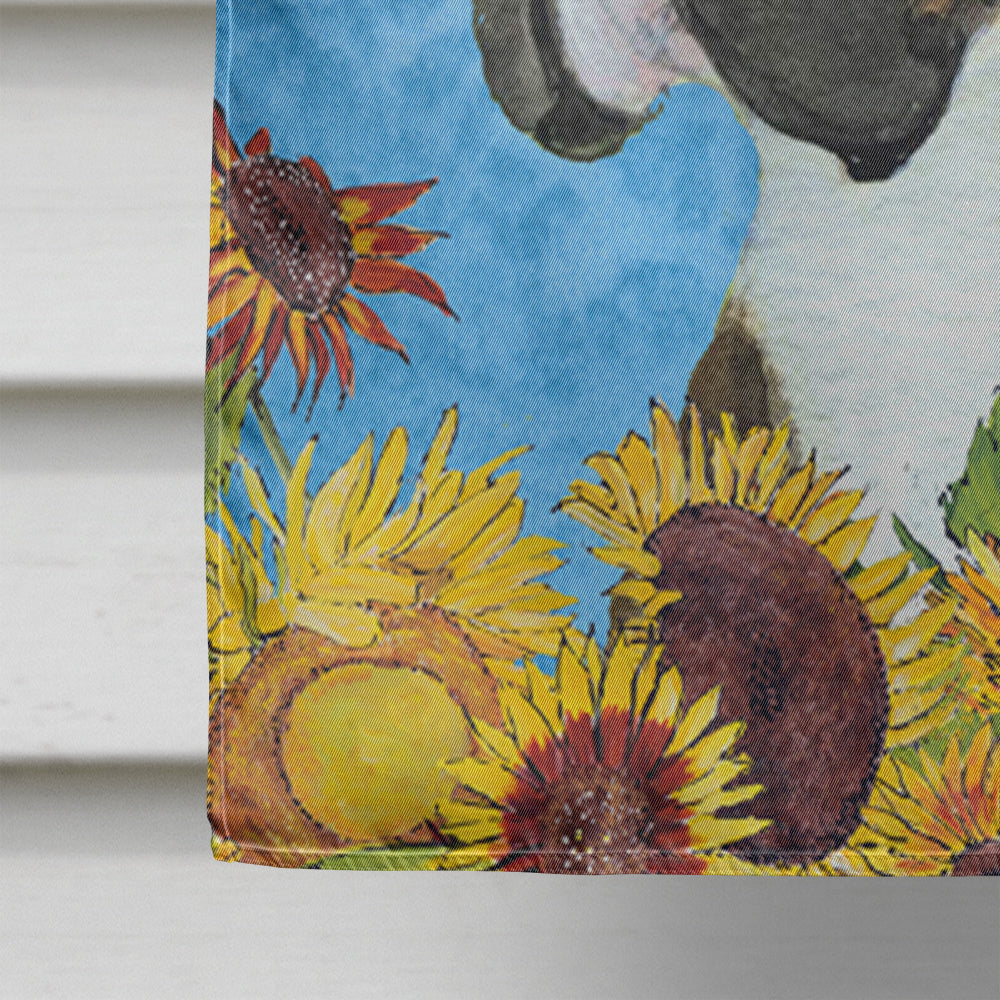 Boxer in Summer Flowers House Flag 28x40 Porch Sleeve Pole Decorative Outside Yard Banner Artwork Wall Hanging, Polyester