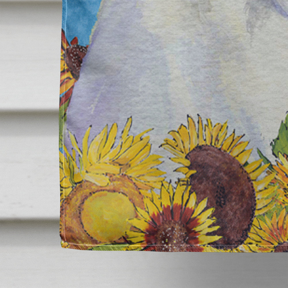 Boxer in Summer Flowers House Flag 28x40 Porch Sleeve Pole Decorative Outside Yard Banner Artwork Wall Hanging, Polyester