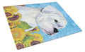 Boxer in Summer Flowers Cutting Board Tempered Glass Kitchen Cutting Surface, Heat Resistant Chopping, Non-Slip Feet, Food Prep & Serving