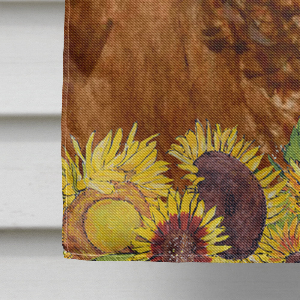 Sussex Spaniel in Summer Flowers House Flag 28x40 Porch Sleeve Pole Decorative Outside Yard Banner Artwork Wall Hanging, Polyester