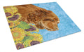 Sussex Spaniel in Summer Flowers Cutting Board Tempered Glass Kitchen Cutting Surface, Heat Resistant Chopping, Non-Slip Feet, Food Prep & Serving