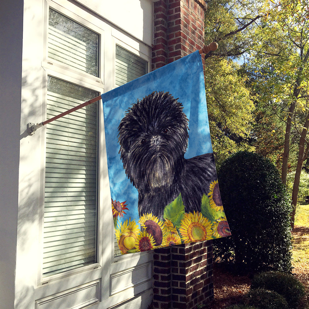 Affenpinscher in Summer Flowers House Flag 28x40 Porch Sleeve Pole Decorative Outside Yard Banner Artwork Wall Hanging, Polyester