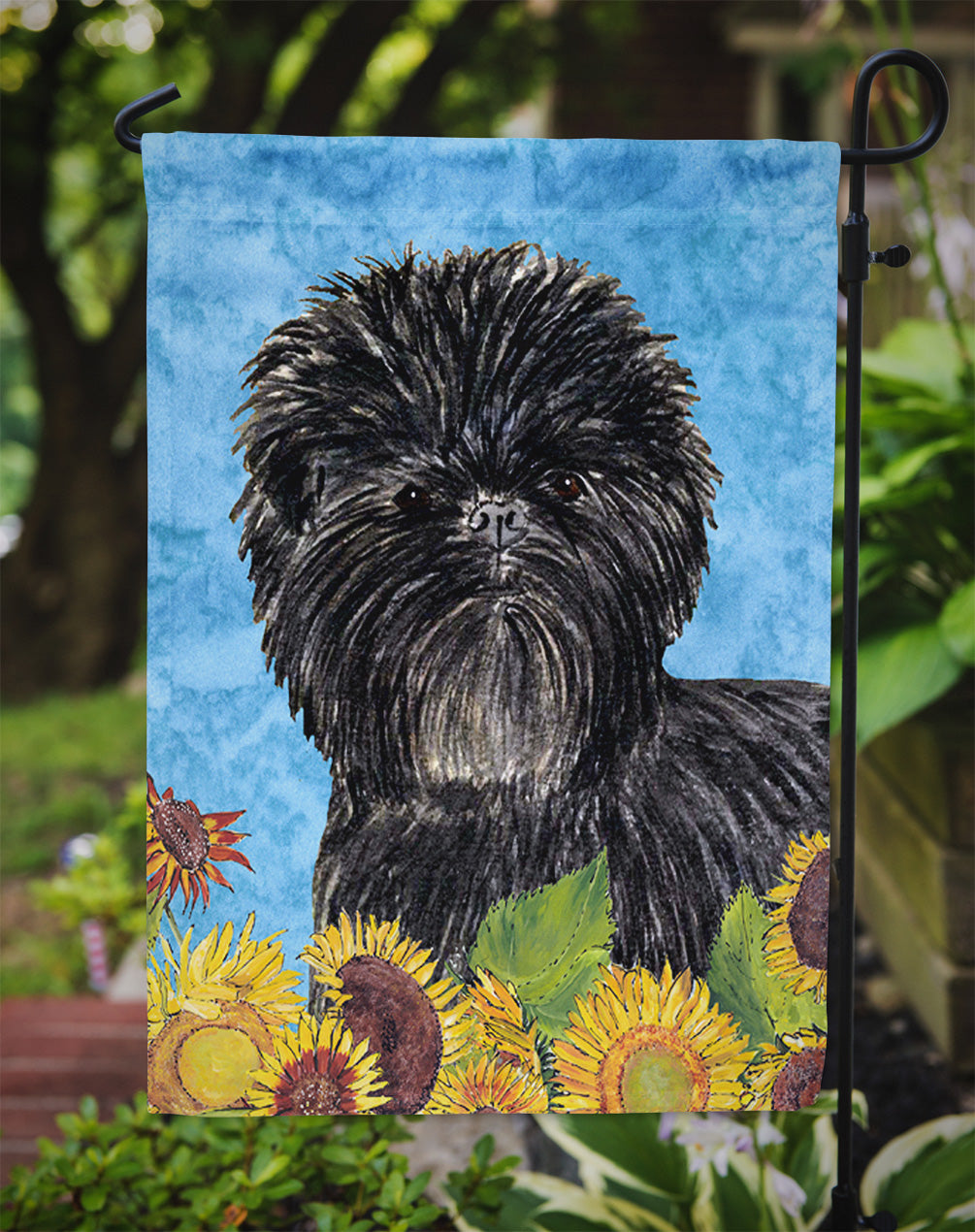 Affenpinscher in Summer Flowers Garden Flag Mailbox Decorative Yard Banner Outside Patio Artwork for Flower Beds, Garden Size, Multicolor