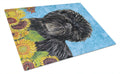 Affenpinscher in Summer Flowers Cutting Board Tempered Glass Kitchen Cutting Surface, Heat Resistant Chopping, Non-Slip Feet, Food Prep & Serving