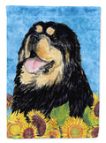 Tibetan Mastiff in Summer Flowers House Flag 28x40 Porch Sleeve Pole Decorative Outside Yard Banner Artwork Wall Hanging, Polyester
