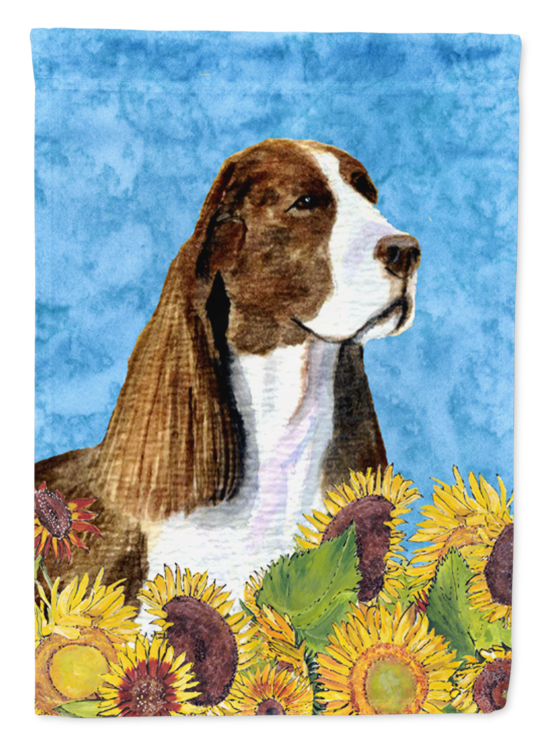Springer Spaniel in Summer Flowers House Flag 28x40 Porch Sleeve Pole Decorative Outside Yard Banner Artwork Wall Hanging, Polyester