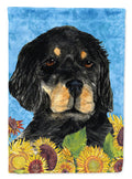 Gordon Setter in Summer Flowers House Flag 28x40 Porch Sleeve Pole Decorative Outside Yard Banner Artwork Wall Hanging, Polyester