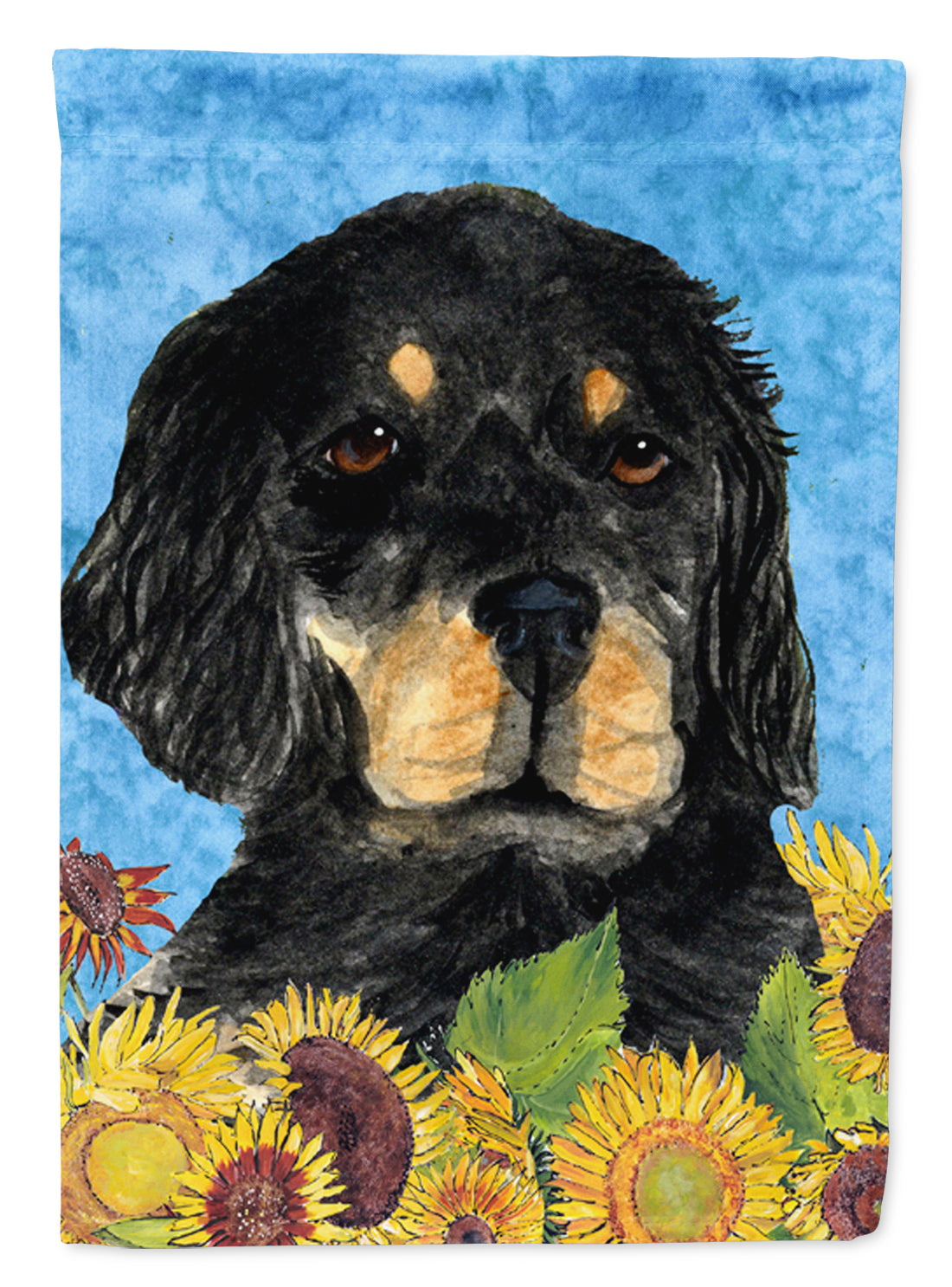 Gordon Setter in Summer Flowers House Flag 28x40 Porch Sleeve Pole Decorative Outside Yard Banner Artwork Wall Hanging, Polyester