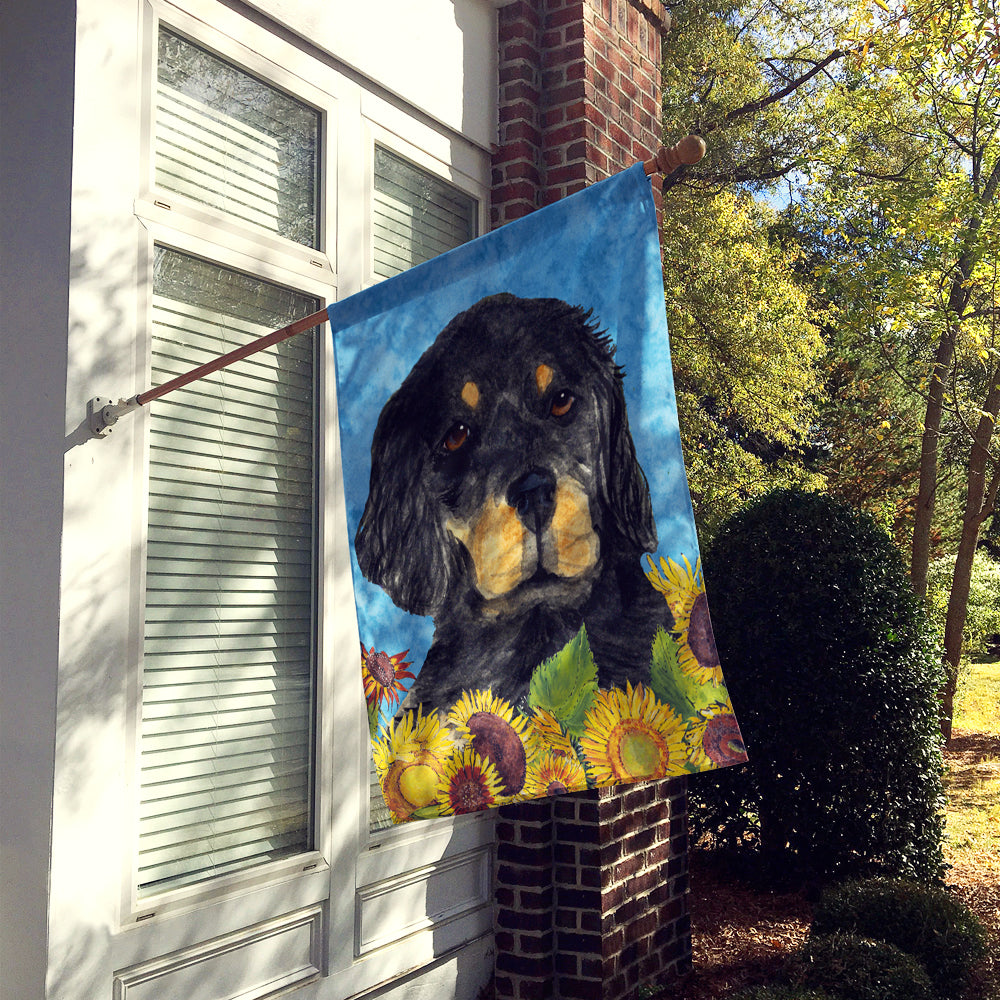 Gordon Setter in Summer Flowers House Flag 28x40 Porch Sleeve Pole Decorative Outside Yard Banner Artwork Wall Hanging, Polyester