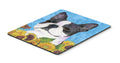 Boston Terrier in Summer Flowers Mouse Pad, Heat Resistant Trivet Hot Pad , Non Slip Rubber Desk Mat, Kitchen Counter Protector, Home Office Decor Gift