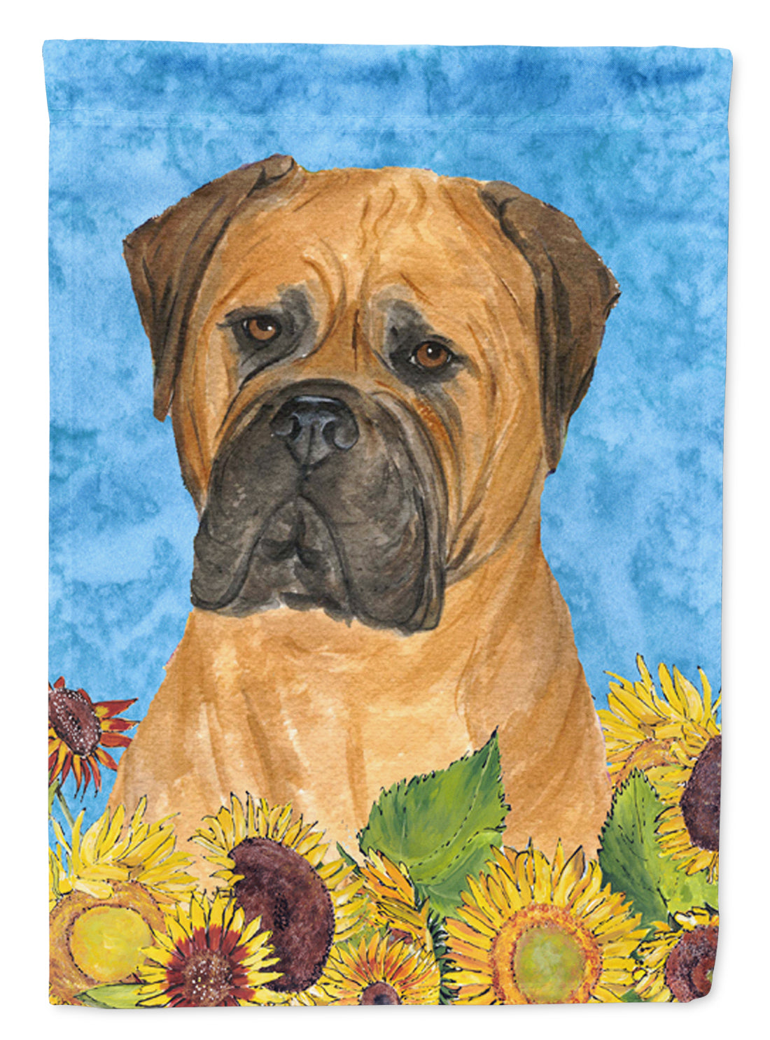 Bullmastiff in Summer Flowers House Flag 28x40 Porch Sleeve Pole Decorative Outside Yard Banner Artwork Wall Hanging, Polyester