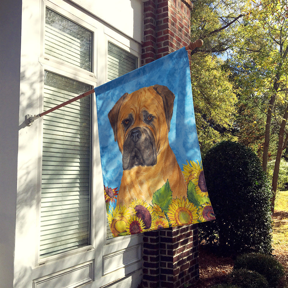 Bullmastiff in Summer Flowers House Flag 28x40 Porch Sleeve Pole Decorative Outside Yard Banner Artwork Wall Hanging, Polyester