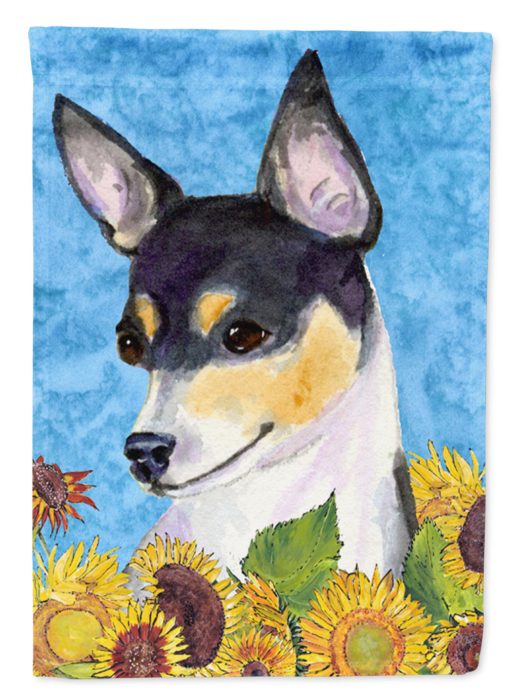 Fox Terrier in Summer Flowers House Flag 28x40 Porch Sleeve Pole Decorative Outside Yard Banner Artwork Wall Hanging, Polyester