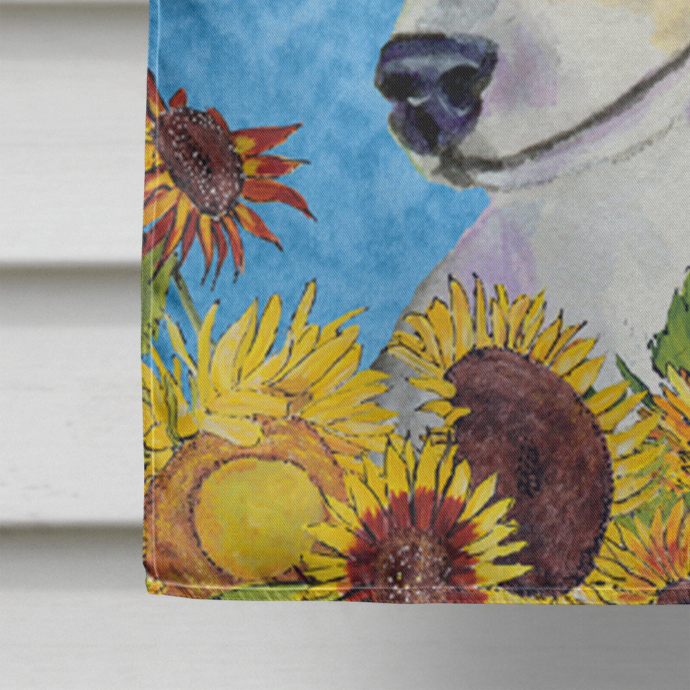 Fox Terrier in Summer Flowers House Flag 28x40 Porch Sleeve Pole Decorative Outside Yard Banner Artwork Wall Hanging, Polyester