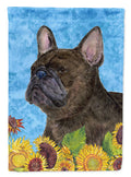 French Bulldog in Summer Flowers House Flag 28x40 Porch Sleeve Pole Decorative Outside Yard Banner Artwork Wall Hanging, Polyester
