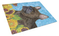 French Bulldog in Summer Flowers Cutting Board Tempered Glass Kitchen Cutting Surface, Heat Resistant Chopping, Non-Slip Feet, Food Prep & Serving