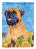 Bullmastiff in Summer Flowers House Flag 28x40 Porch Sleeve Pole Decorative Outside Yard Banner Artwork Wall Hanging, Polyester