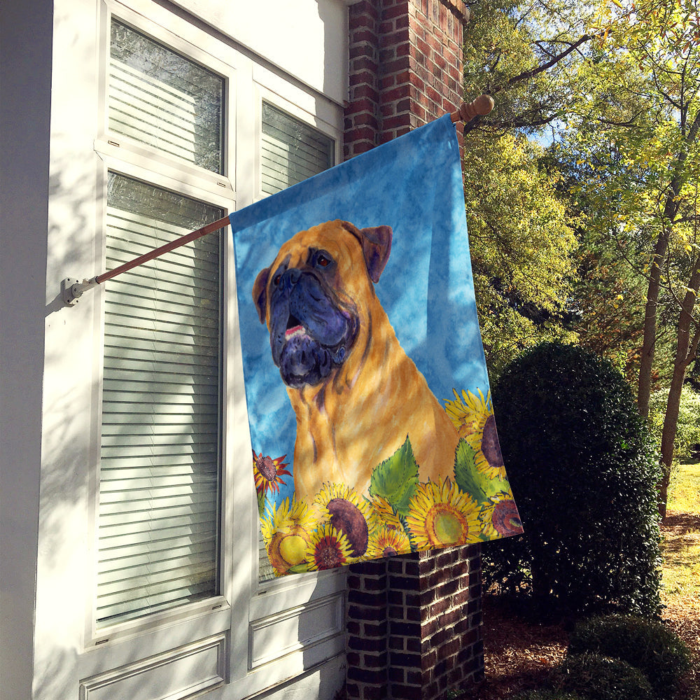Bullmastiff in Summer Flowers House Flag 28x40 Porch Sleeve Pole Decorative Outside Yard Banner Artwork Wall Hanging, Polyester