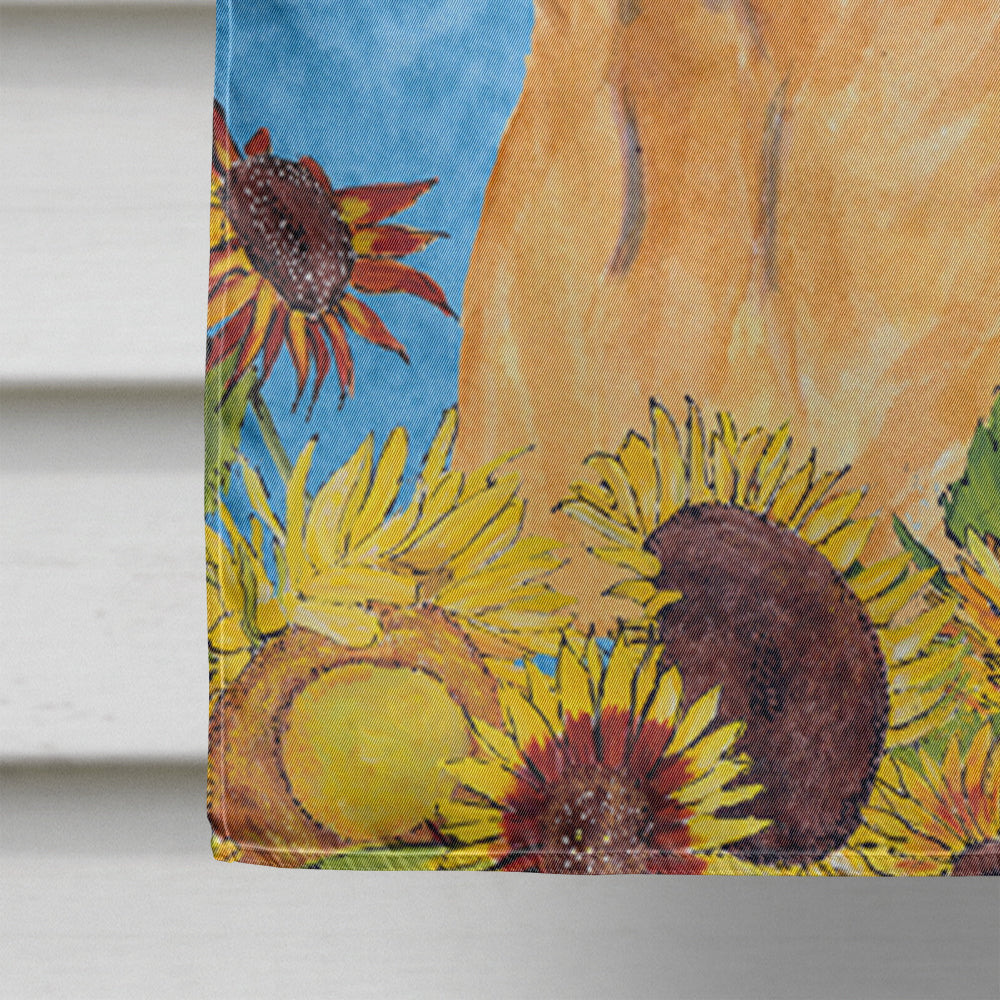 Bullmastiff in Summer Flowers House Flag 28x40 Porch Sleeve Pole Decorative Outside Yard Banner Artwork Wall Hanging, Polyester