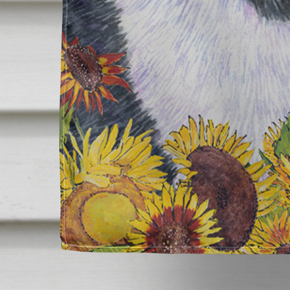 Akita in Summer Flowers House Flag 28x40 Porch Sleeve Pole Decorative Outside Yard Banner Artwork Wall Hanging, Polyester