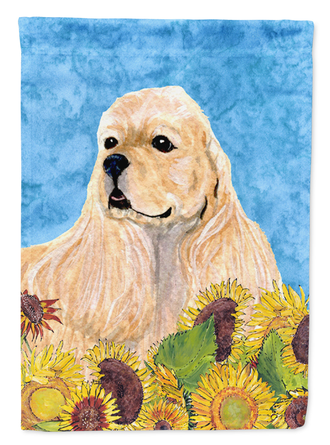 Cocker Spaniel in Summer Flowers House Flag 28x40 Porch Sleeve Pole Decorative Outside Yard Banner Artwork Wall Hanging, Polyester