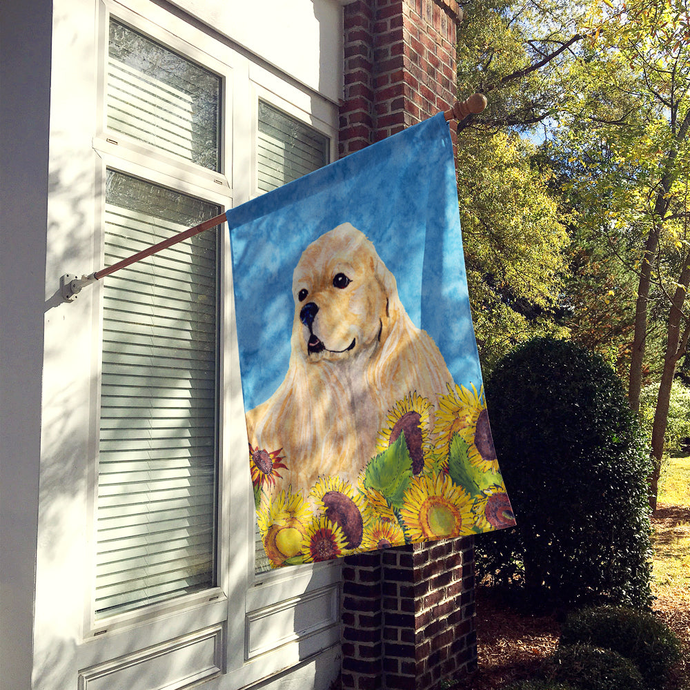 Cocker Spaniel in Summer Flowers House Flag 28x40 Porch Sleeve Pole Decorative Outside Yard Banner Artwork Wall Hanging, Polyester
