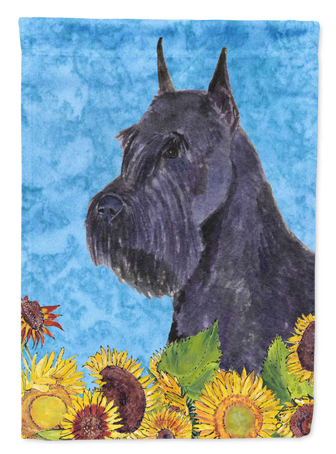 Schnauzer in Summer Flowers House Flag 28x40 Porch Sleeve Pole Decorative Outside Yard Banner Artwork Wall Hanging, Polyester