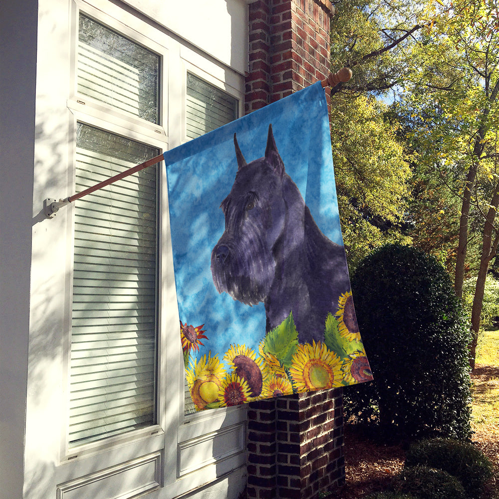 Schnauzer in Summer Flowers House Flag 28x40 Porch Sleeve Pole Decorative Outside Yard Banner Artwork Wall Hanging, Polyester