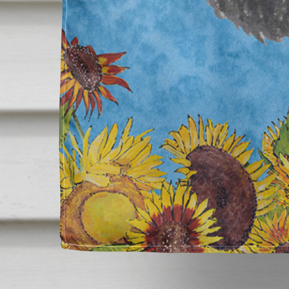Schnauzer in Summer Flowers House Flag 28x40 Porch Sleeve Pole Decorative Outside Yard Banner Artwork Wall Hanging, Polyester