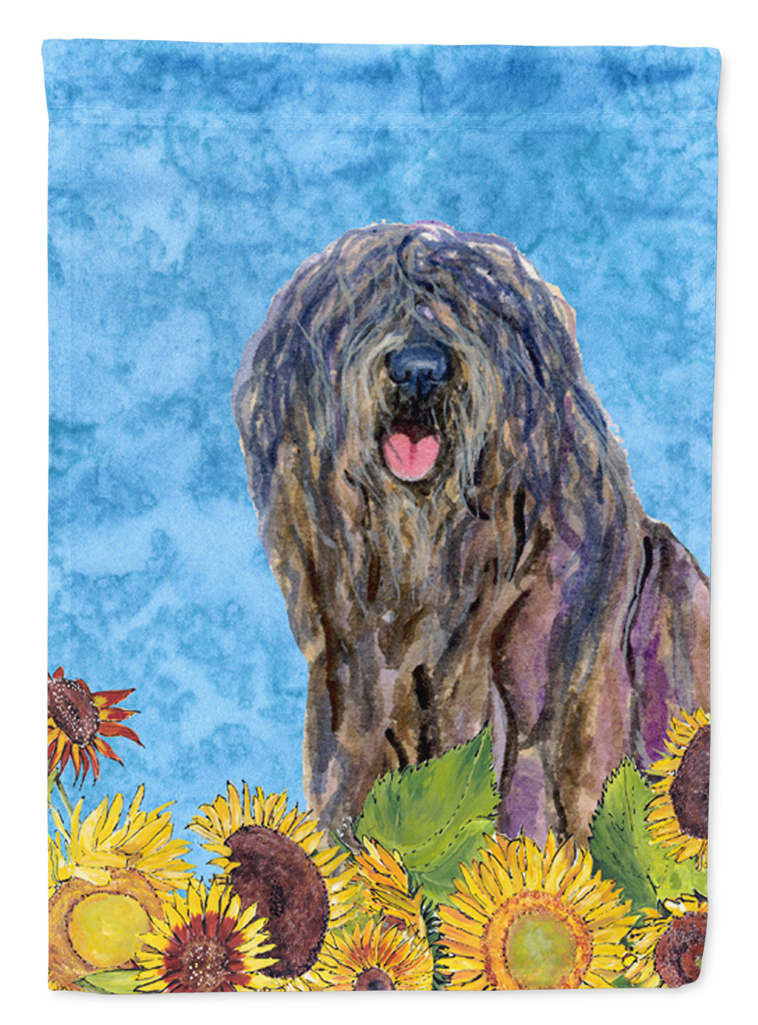 Bergamasco Sheepdog in Summer Flowers House Flag 28x40 Porch Sleeve Pole Decorative Outside Yard Banner Artwork Wall Hanging, Polyester