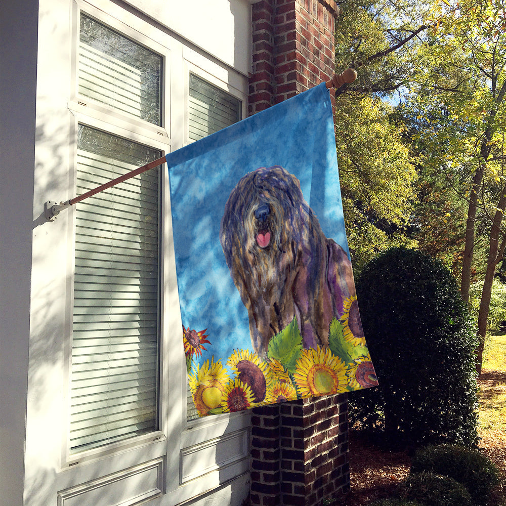 Bergamasco Sheepdog in Summer Flowers House Flag 28x40 Porch Sleeve Pole Decorative Outside Yard Banner Artwork Wall Hanging, Polyester