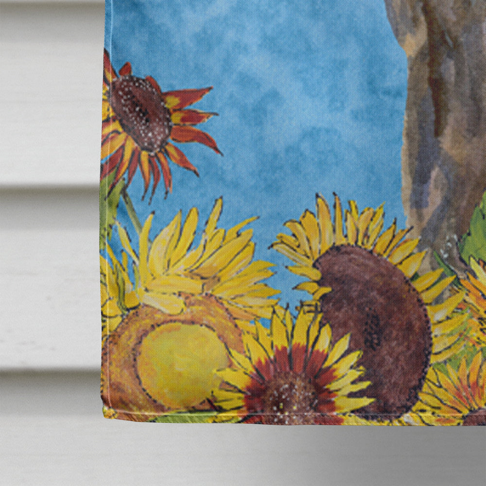 Bergamasco Sheepdog in Summer Flowers House Flag 28x40 Porch Sleeve Pole Decorative Outside Yard Banner Artwork Wall Hanging, Polyester