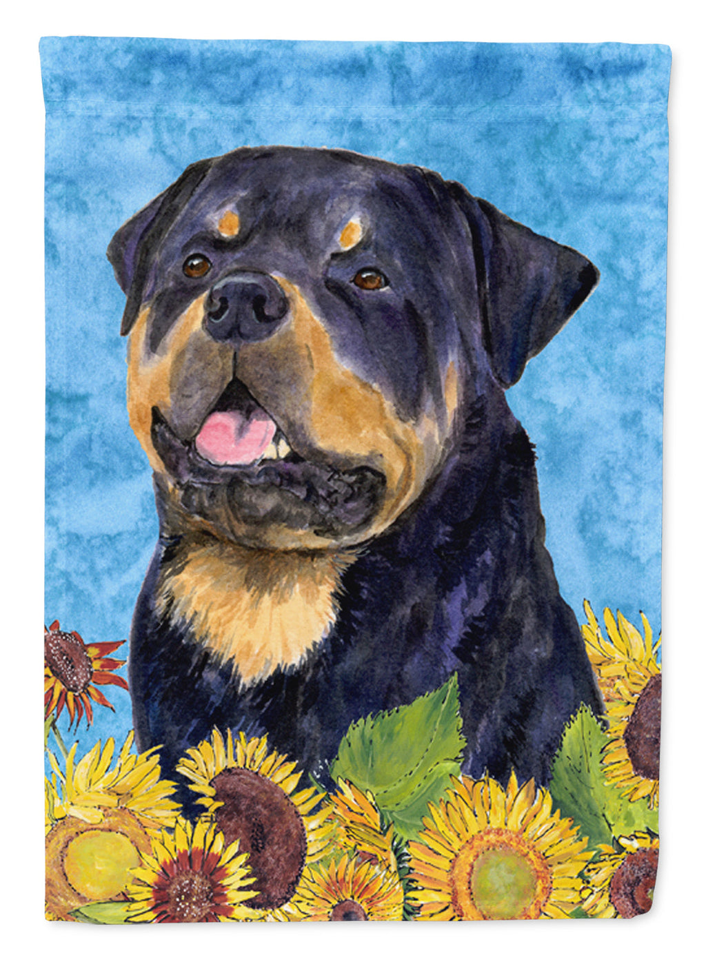 Rottweiler in Summer Flowers House Flag 28x40 Porch Sleeve Pole Decorative Outside Yard Banner Artwork Wall Hanging, Polyester