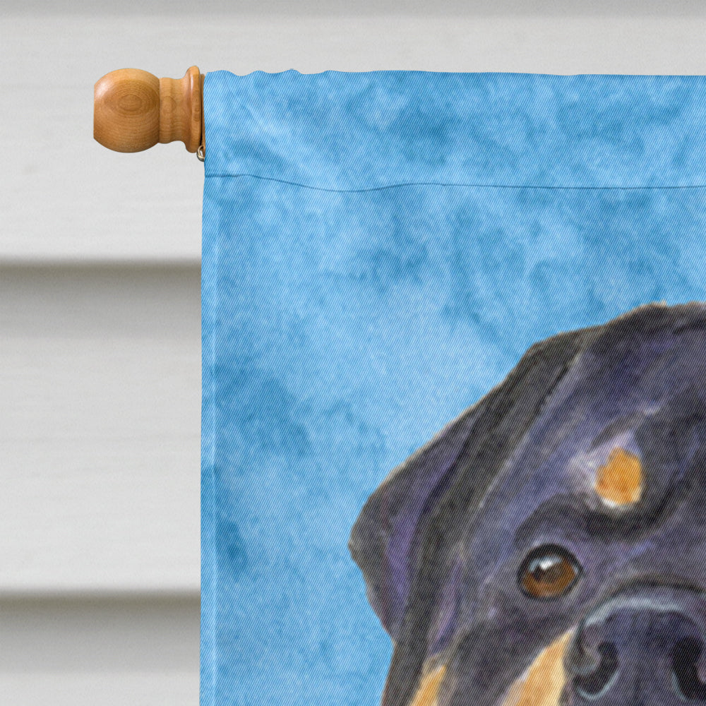 Rottweiler in Summer Flowers House Flag 28x40 Porch Sleeve Pole Decorative Outside Yard Banner Artwork Wall Hanging, Polyester