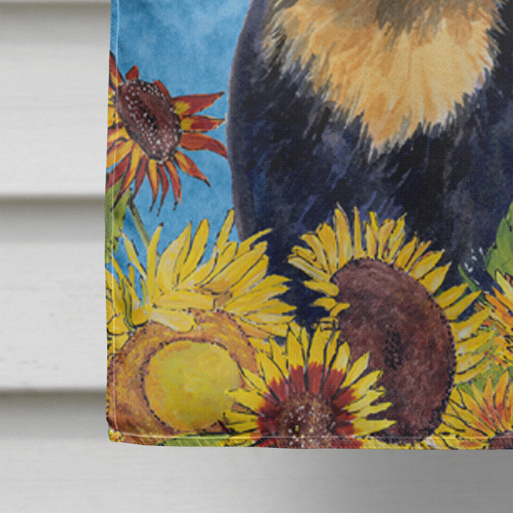 Rottweiler in Summer Flowers House Flag 28x40 Porch Sleeve Pole Decorative Outside Yard Banner Artwork Wall Hanging, Polyester