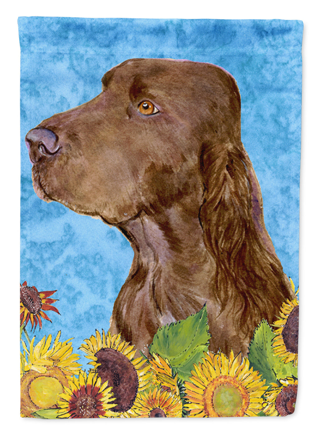 Field Spaniel in Summer Flowers House Flag 28x40 Porch Sleeve Pole Decorative Outside Yard Banner Artwork Wall Hanging, Polyester