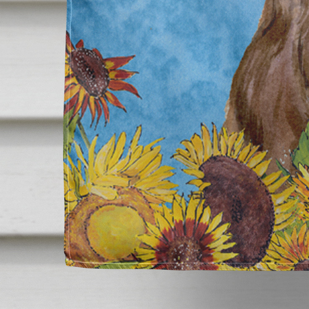 Field Spaniel in Summer Flowers House Flag 28x40 Porch Sleeve Pole Decorative Outside Yard Banner Artwork Wall Hanging, Polyester