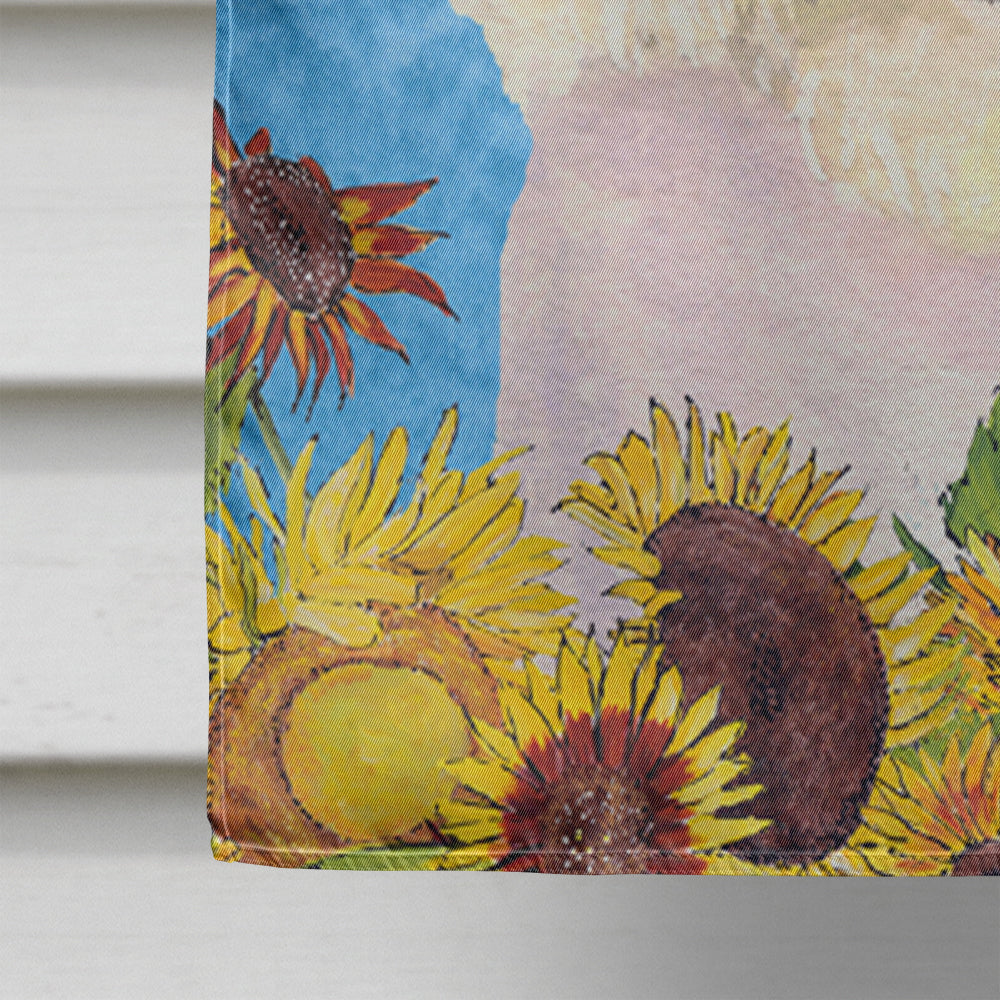 Bichon Frise in Summer Flowers House Flag 28x40 Porch Sleeve Pole Decorative Outside Yard Banner Artwork Wall Hanging, Polyester
