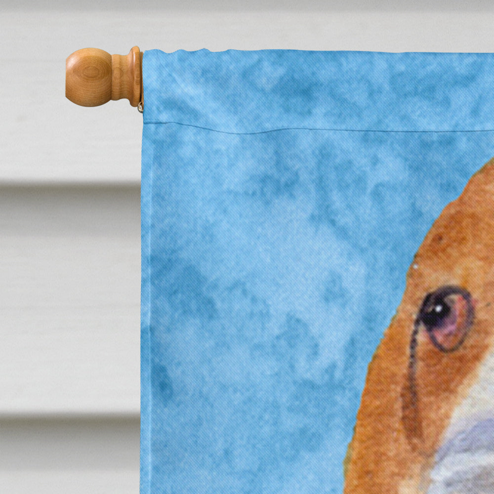 Basset Hound in Summer Flowers House Flag 28x40 Porch Sleeve Pole Decorative Outside Yard Banner Artwork Wall Hanging, Polyester