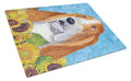 Basset Hound in Summer Flowers Cutting Board Tempered Glass Kitchen Cutting Surface, Heat Resistant Chopping, Non-Slip Feet, Food Prep & Serving