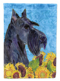 Scottish Terrier in Summer Flowers House Flag 28x40 Porch Sleeve Pole Decorative Outside Yard Banner Artwork Wall Hanging, Polyester