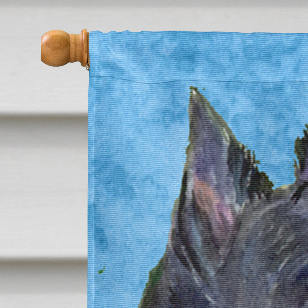 Scottish Terrier in Summer Flowers House Flag 28x40 Porch Sleeve Pole Decorative Outside Yard Banner Artwork Wall Hanging, Polyester
