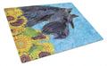 Scottish Terrier in Summer Flowers Cutting Board Tempered Glass Kitchen Cutting Surface, Heat Resistant Chopping, Non-Slip Feet, Food Prep & Serving